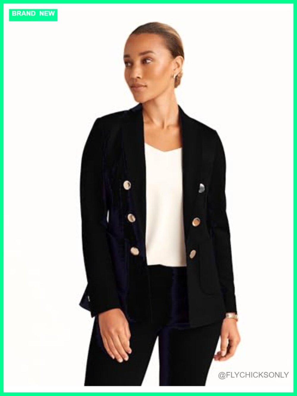 Faux Double-Breasted Blazer Slim Fit Long Sleeve Business Casual